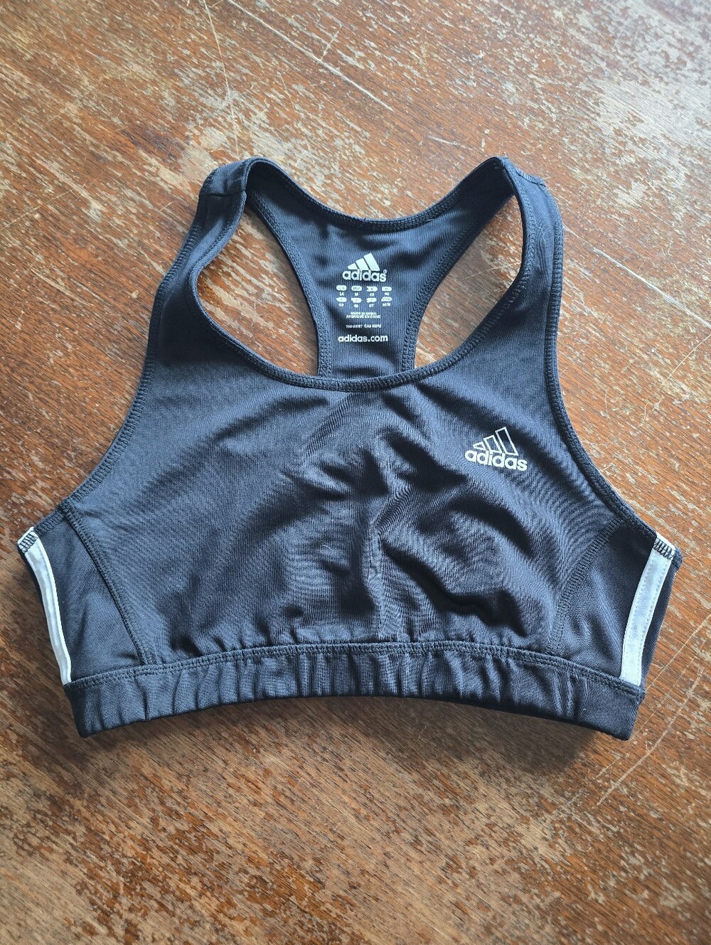 adidas Black Racerback Performance Sports Bra with White Logo